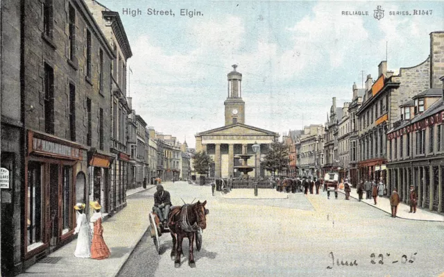 POSTCARD   SCOTLAND  ELGIN    High  Street     Circa  1905