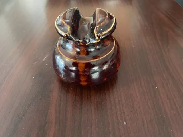 Vintage Power Line Electrical Porcelain Ceramic Brown Glazed Insulator
