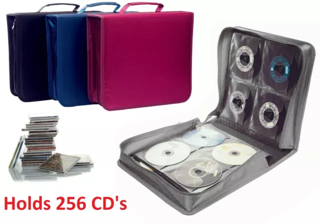 256 CD Case DVD Wallet Cover Disc Storage Holder Sleeve Handle Portable Car Home