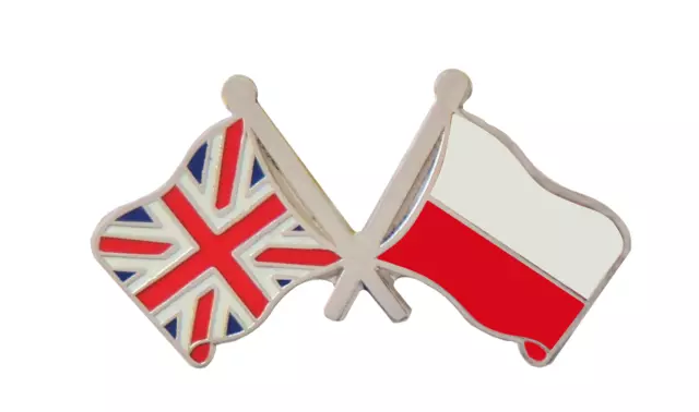 Poland Flag & United Kingdom Flag Friendship Courtesy Pin Badge