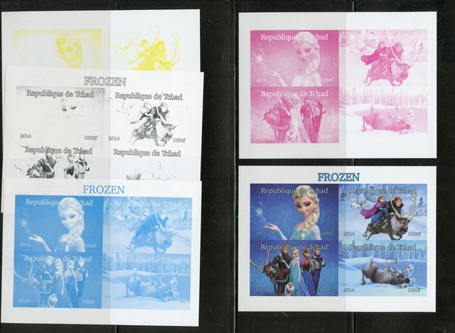 Disney Chad Frozen Imperf Blatt IN Progressive Farbe Set Neuwertig Nh