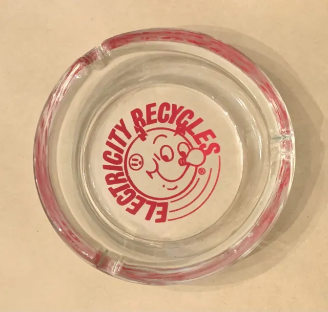 Vintage Reddy Kilowatt Electricity Recycles Glass Advertising Ash Tray