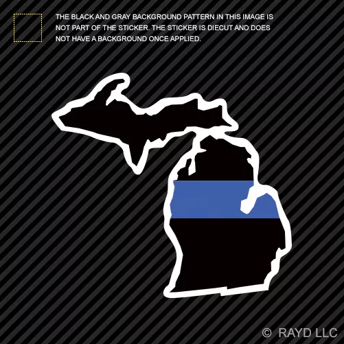 Michigan State Shaped The Thin Blue Line Sticker Self Adhesive police MI