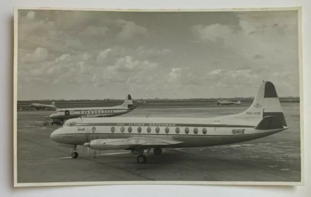 Vintage 1959 3x5 B&W Photo Amsterdam Schiphol Airport KLM Viscount aircraft