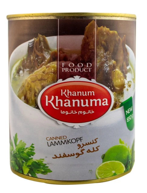 "Khanum Khanuma - testa di agnello - carne senza ossa come zuppa ""Kaleh Pacheh""