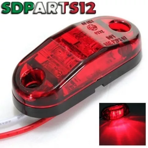 Segnalatore Luce Ingombro 2 Led Smd 12v Rosso Camion Fanale E4 DOT SAE