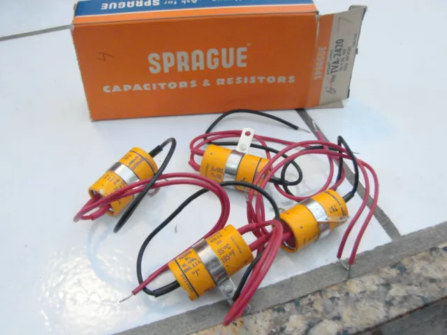 4x Sprague TVA -2420  Atom Lytic 16+16 MF 150 WVDC  Capacitors w/ box