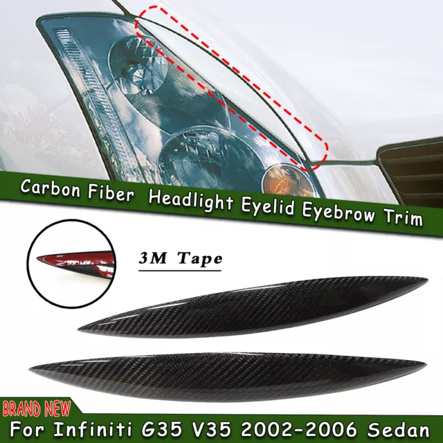For Infiniti G35 V35 2002–2006 Sedan Carbon Fiber Headlight Eyelid Eyebrow Trim
