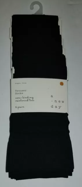 6 Pairs Women's Opaque Spandex Trouser Knee High Socks  Size 9 - 11 Black