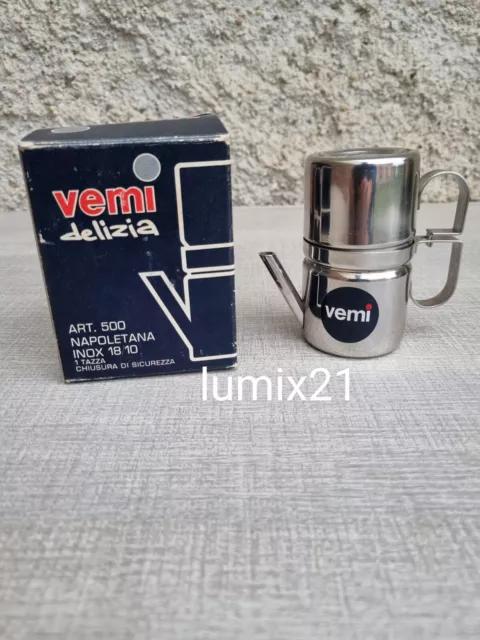 VEMI DELIZIA CAFFETTIERA 1 TZ NAPOLETANA ESPRESSO MOKA ACCIAIO inox 1 Cup VINTAG