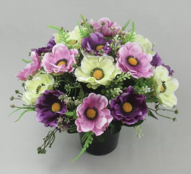 Artificial silk flowers memorial Crem Pot - Grave arrangement FREE P&P HandMade