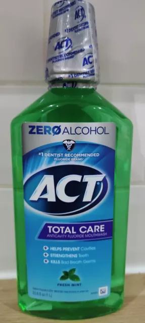 ACT Total Care Anticavity Fluoride Mouthwash Alcohol Free Fresh Mint 33.8 fl oz