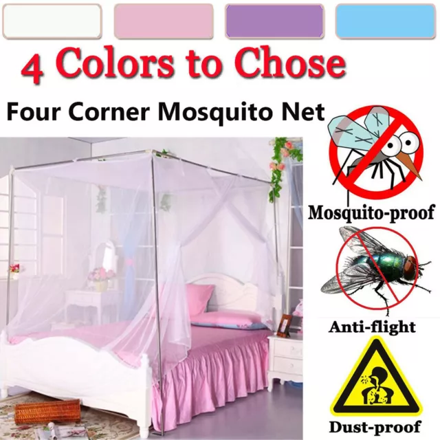 4Corner Post Bed Canopy Mosquito Nets Full/Queen Small King Size Netting Bedding