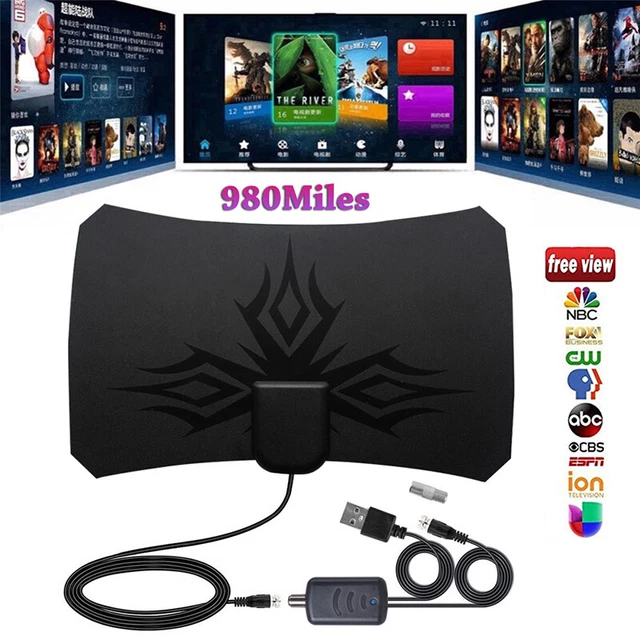 980 Mile Indoor Antenna TV Digital HD 4K Aerial HDTV 1080P Signal Amplifier
