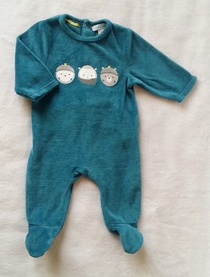 Pyjama Velours Bleu Bebe Garcon 1 Mois Obaibi Eur 4 90 Picclick Fr
