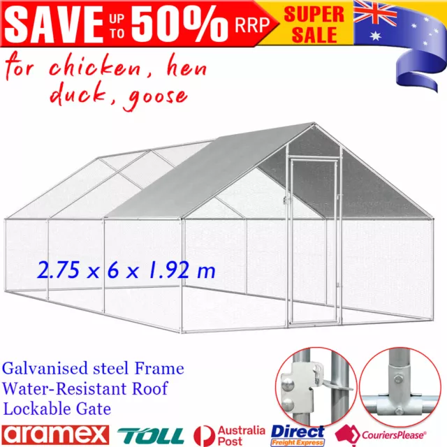 Outdoor Walk in Chicken Poultry Cage Galvanised Steel Farm Animal Run Enclosure