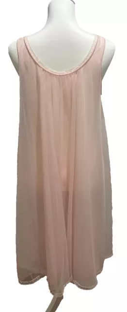 VAN RAALTE PINK Chiffon Babydoll Sheer Nylon Nightgown Lace Bow Small ...