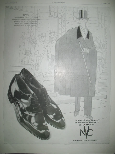 Publicite De Presse Unic Chaussures Illustration Hemjic French Ad 1928