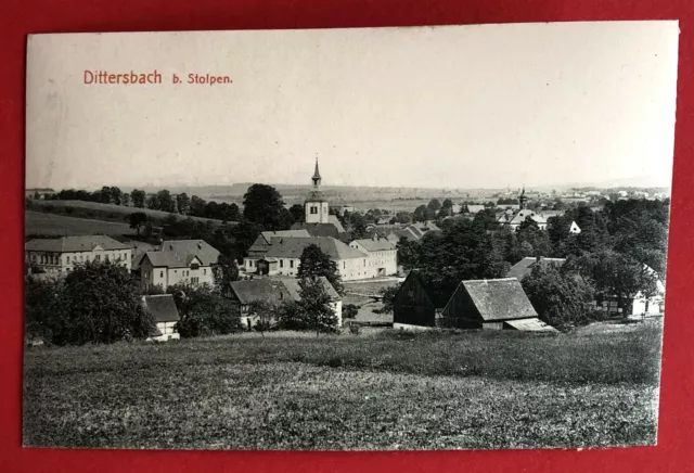 AK DITTERSBACH bei Stolpen um 1910 Ortsansicht mit Kirche  ( 71554