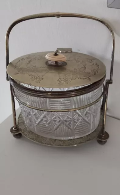 antique silver plated biscuit barrel