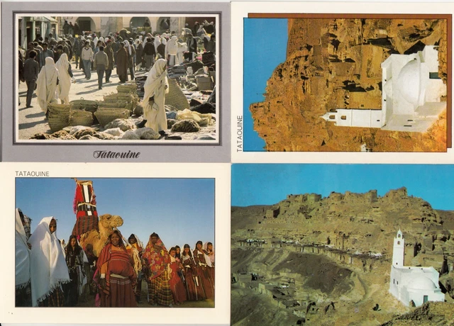 Lot 4 cartes postales anciennes TUNISIE TUNISIA TATAOUINE