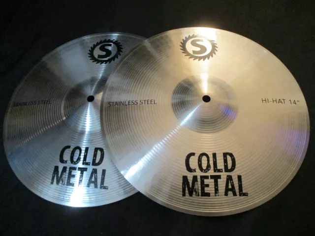 14" Inch Cold Metal Stainless Steel Hi-Hat Pair Cymbal