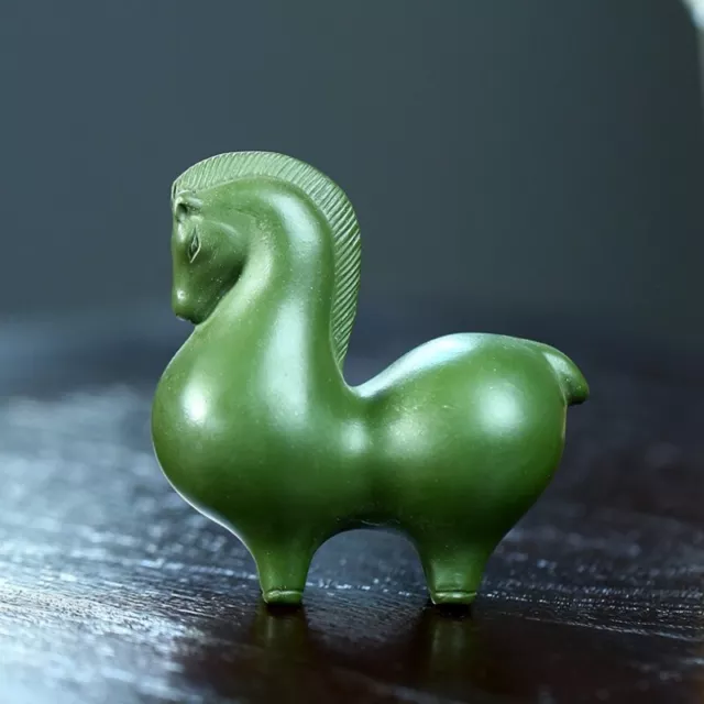 Horse Statue Yixing Zisha Green Clay Tea Pet Handmade Artware Ornament Rack New