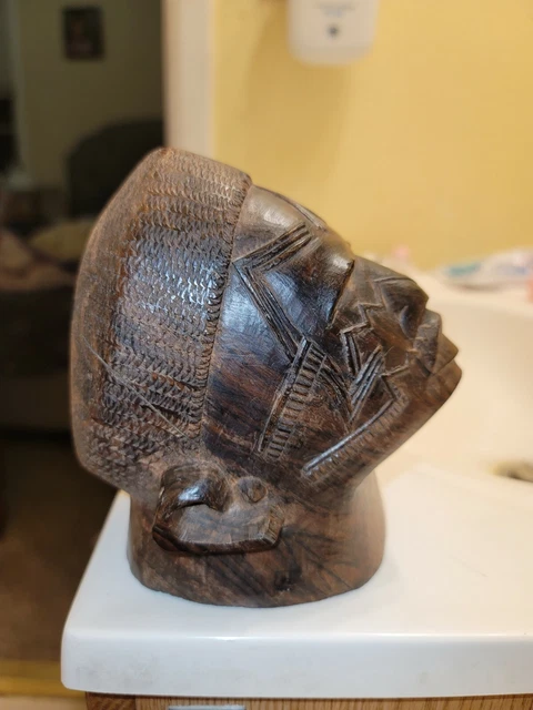 Makonde Mask Lipiko 1970 Africa African wood carving 5.5in paper weight office
