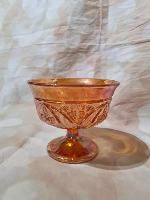 Marigold Vintage Carnival Glass Brockwitz Curved Star Sugar Bowl Bonbon Bowl...