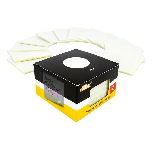 Transparent Sticky Notes, Pack of 12 Pads, Translucent Sticky Notes Set (Clea...