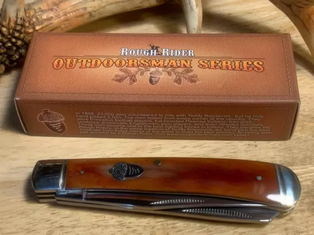 Rough Ryder Tobacco Smooth Bone Trapper 4 1/8" Pocket Knife  RR777