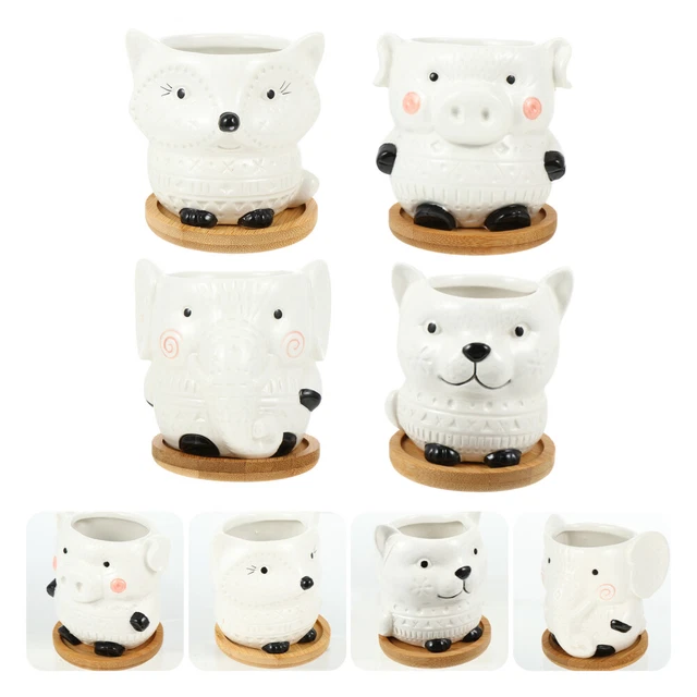 TAODAN Vaso Per Piante Grasse A Forma Di Gattino - Ceramica Fatta A Mano, Simpatico Regalo Per Piante Piccole