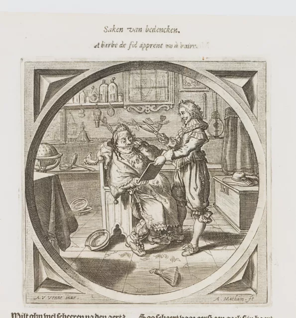 MATHAM (*1599) nach VAN DE VENNE (*1589), Der Frisör,  1625, KSt. Barock 3