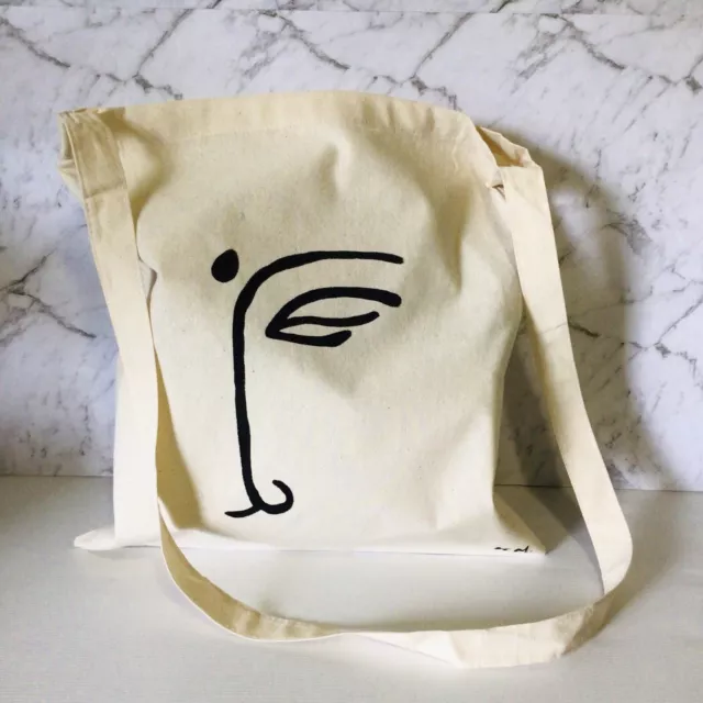 Buddha Face Tote Bag Hand painted Sling Messenger Farmers Market Shopping Travel