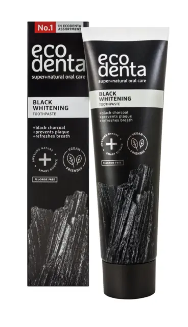 ECODENTA EXTRA Organic Black Whitening Toothpaste with Black Charcoal Teavigo™