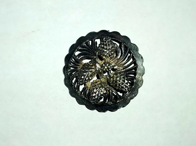 Ancienne broche en argent massif 800 Pommes de Pin Art Nouveau C.1900 Crabe