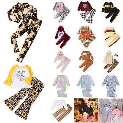 Kids Baby Girls Long Sleeve Tops Pants Child Outfit Clothes Set Lounge Tracksuit