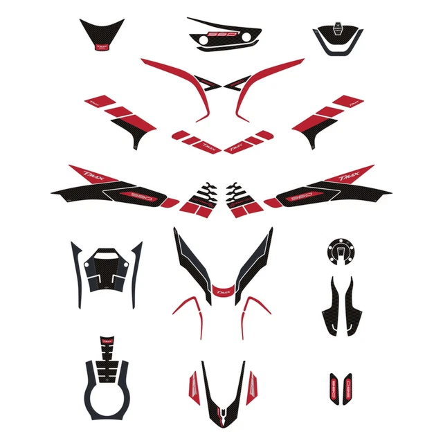 Autocollants 3D Protection Coins Pour Yamaha Tmax 560 (dès 2020) - Carbone Bleu Métal, Lot De 2