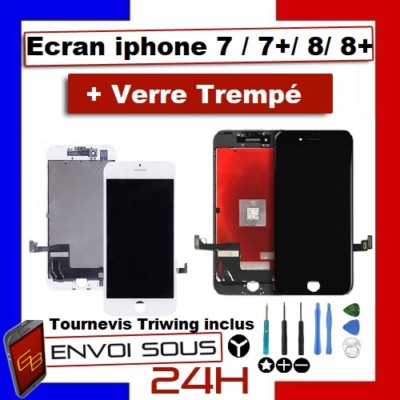 ECRAN LCD VITRE TACTILE NOIR BLANC IPHONE 7 /  7 plus  iphone 8 OU 8 PLUS