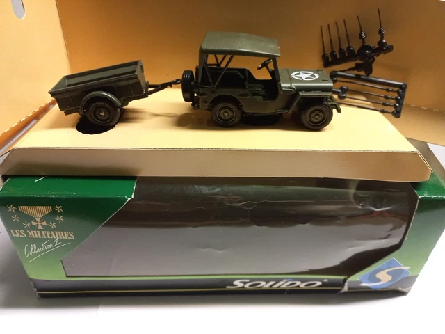 Solido, 1/43, Jeep Willys + Remorque, Armée Diverse, Neuf, Réf 6034