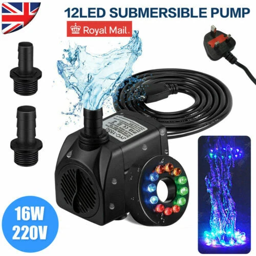Electric Water Pumps Aquarium Feature Submersible LED 800L/H Fish Pond Tank Pump