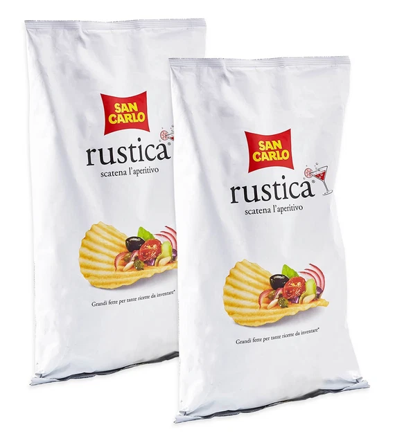 2X San Carlo Rustica Patatine a Grandi Fette Sapore Rustico 190g - Senza Glutine