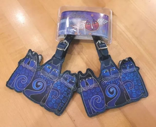 LAUREL BURCH LUGGAGE TAGS, THE TRES GATOS-3 INDIGO CATS, LB5071 - Set of 2, NWT