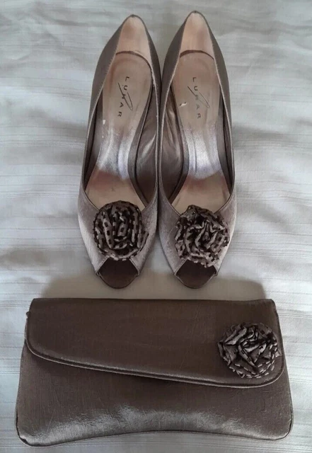 Taupe satin shoes sale