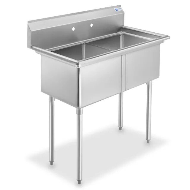 2 Compartment NSF Stainless Steel Commercial Kitchen Prep & Utility Sink