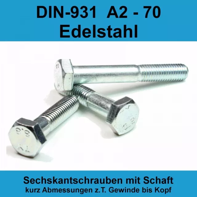 100 Stück Sechskantschrauben M8 X 50 – DIN 933, V2A Edelstahl, Vollgewinde, A2 Qualität