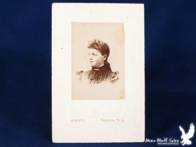 Knorr Antique Portrait Young Lady Curly Hair Thick Braid Trenton NJ