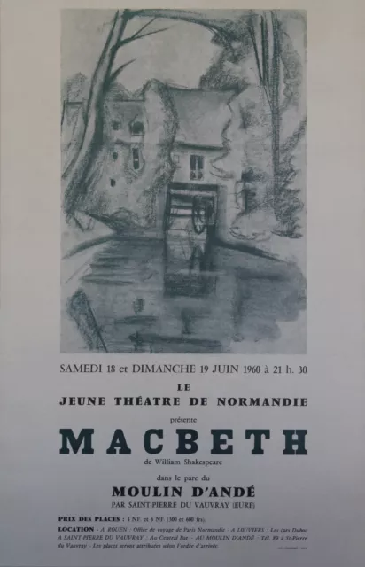 "MACBETH de William SHAKESPEARE" Affiche originale entoilée (Moulin d'Andé)