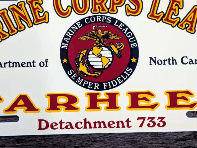 VTG 1970s TARHEEL Dept North Carolina Marine Corps League License Plate Det.733 2