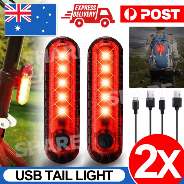 2pcs Bicycle Rear Tail Light Cycling 7Modes USB Rechargeable LED Bike Front Lamp